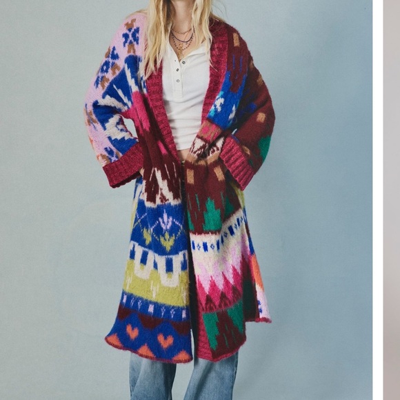 Free People Folk Song Maxi Cardi XS